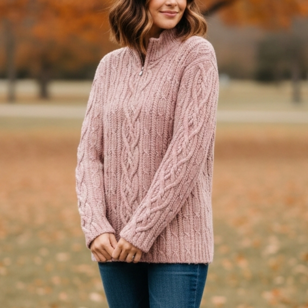 Lauren Ralph Lauren 100% Wool Hand Knit Fisherman Sweater Size Medium